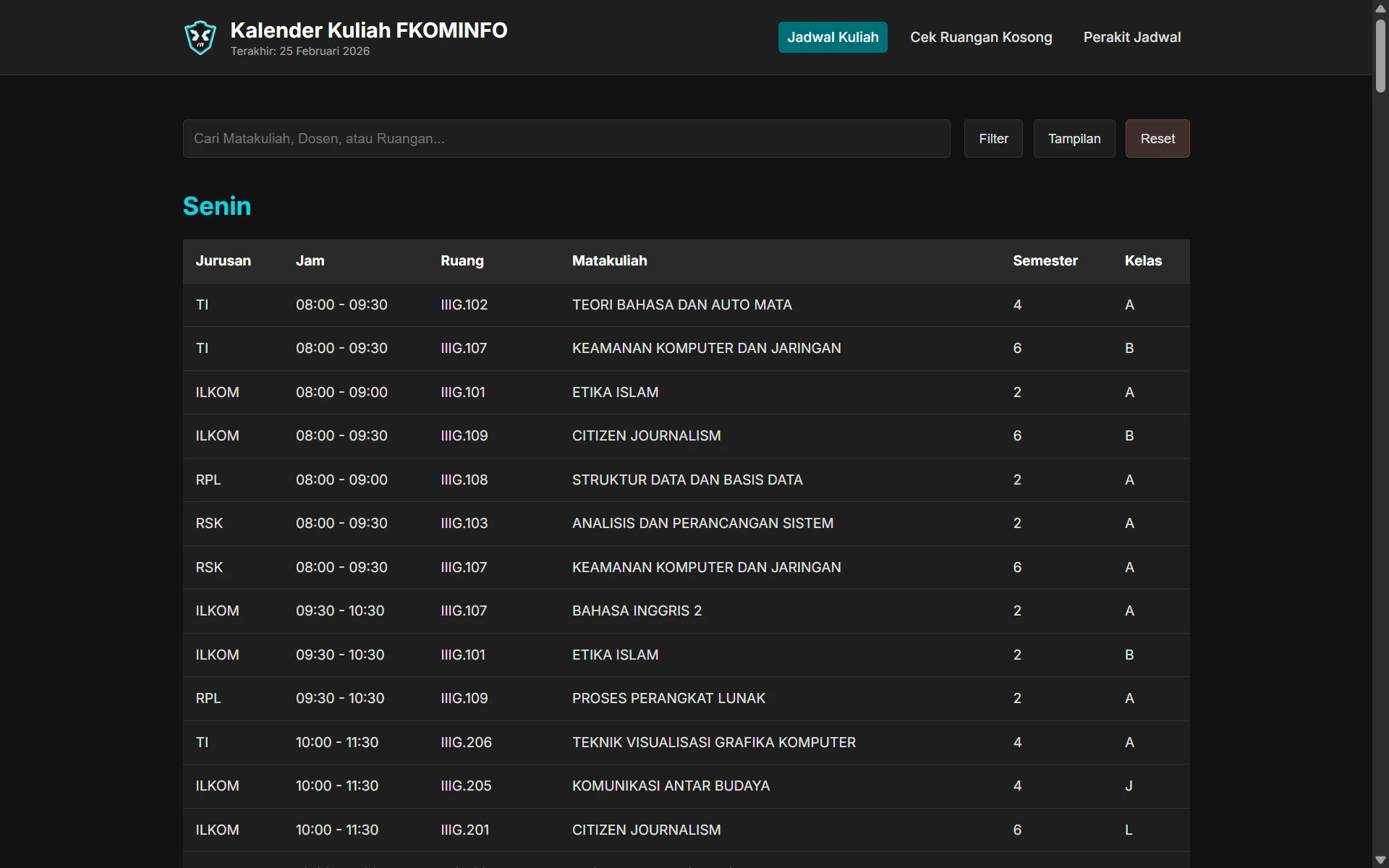 Jadwal FKOMINFO UNIGA