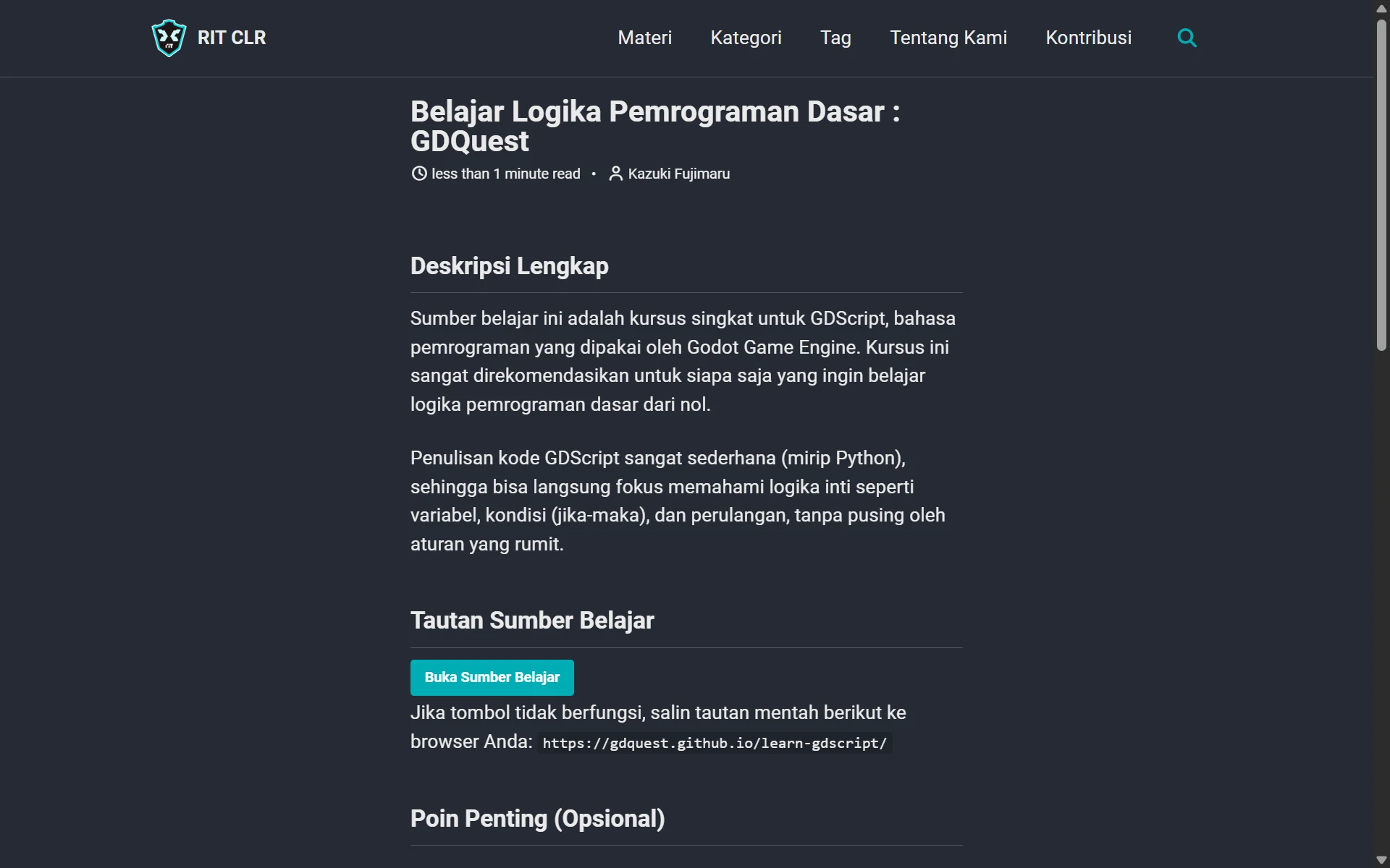 Detail Kurasi Sumber Belajar Terverifikasi