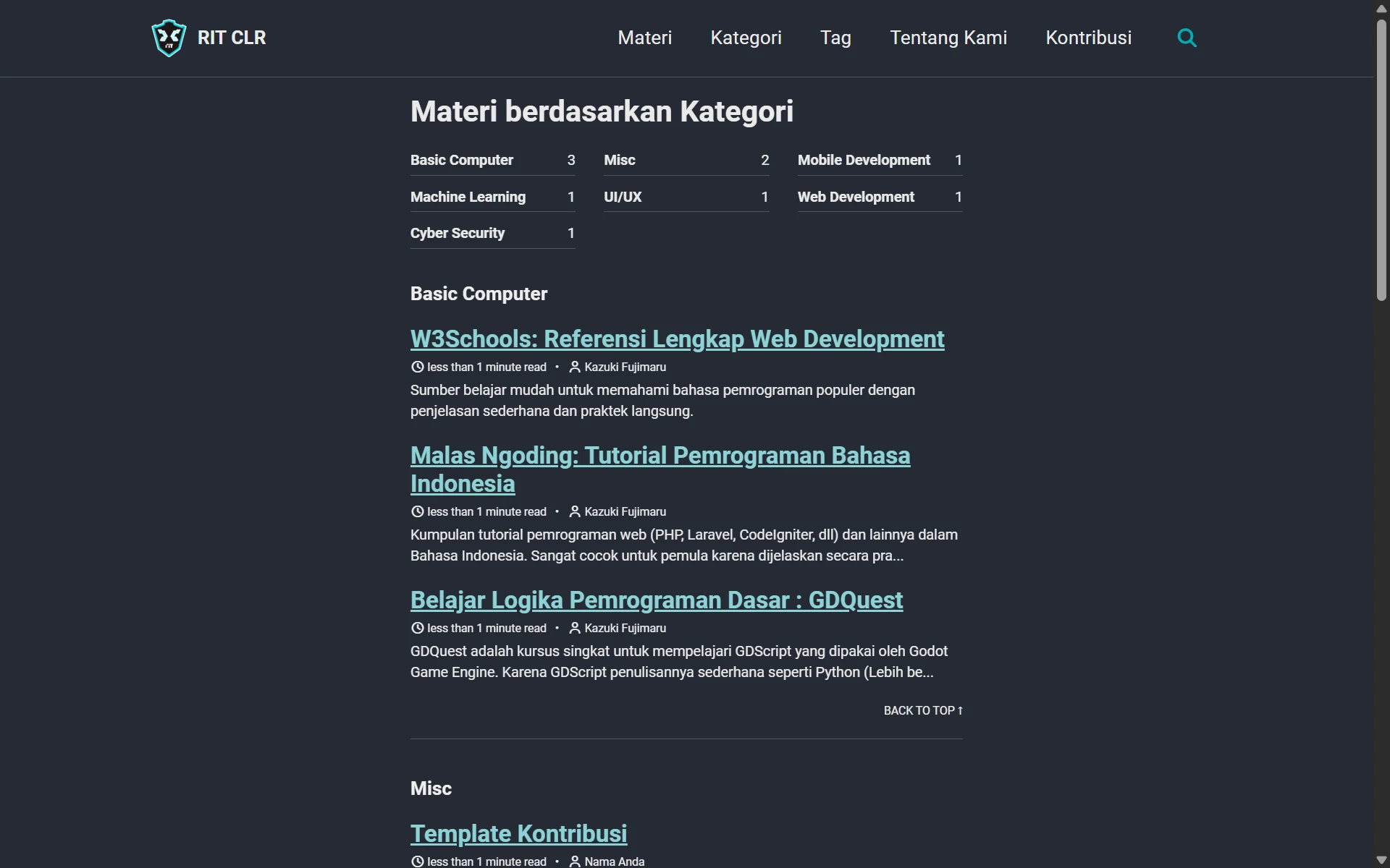 Kategori Modul & Roadmap Pembelajaran