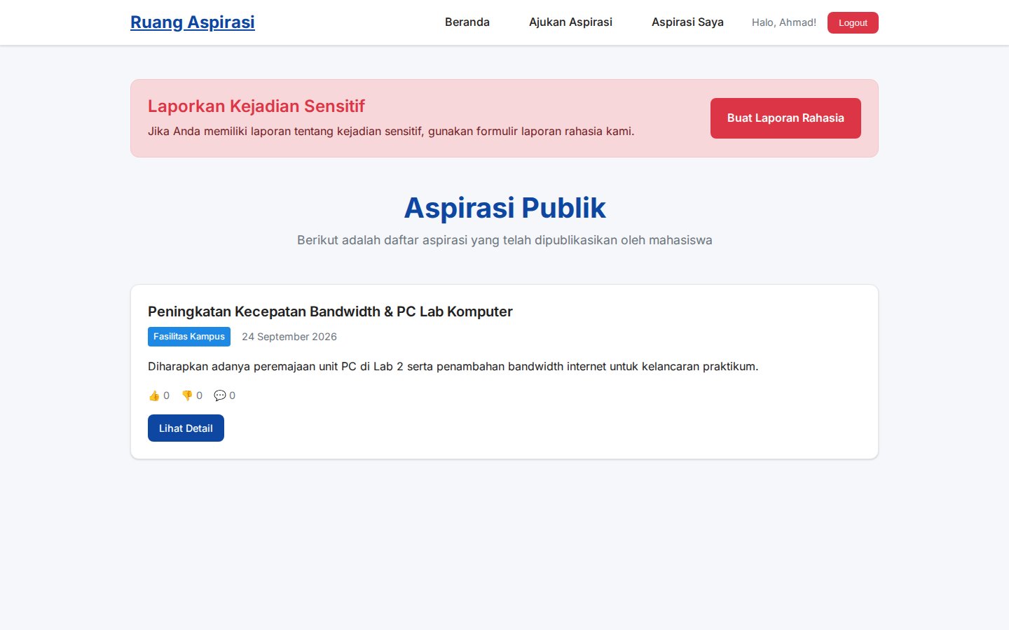 RUASMA (Ruang Aspirasi Mahasiswa)