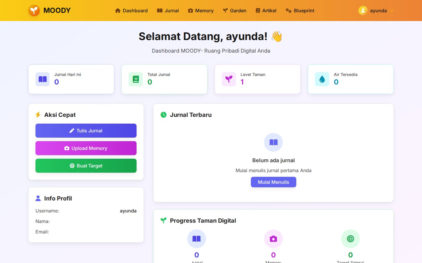 Dashboard Personal Memory Box & Refleksi Harian